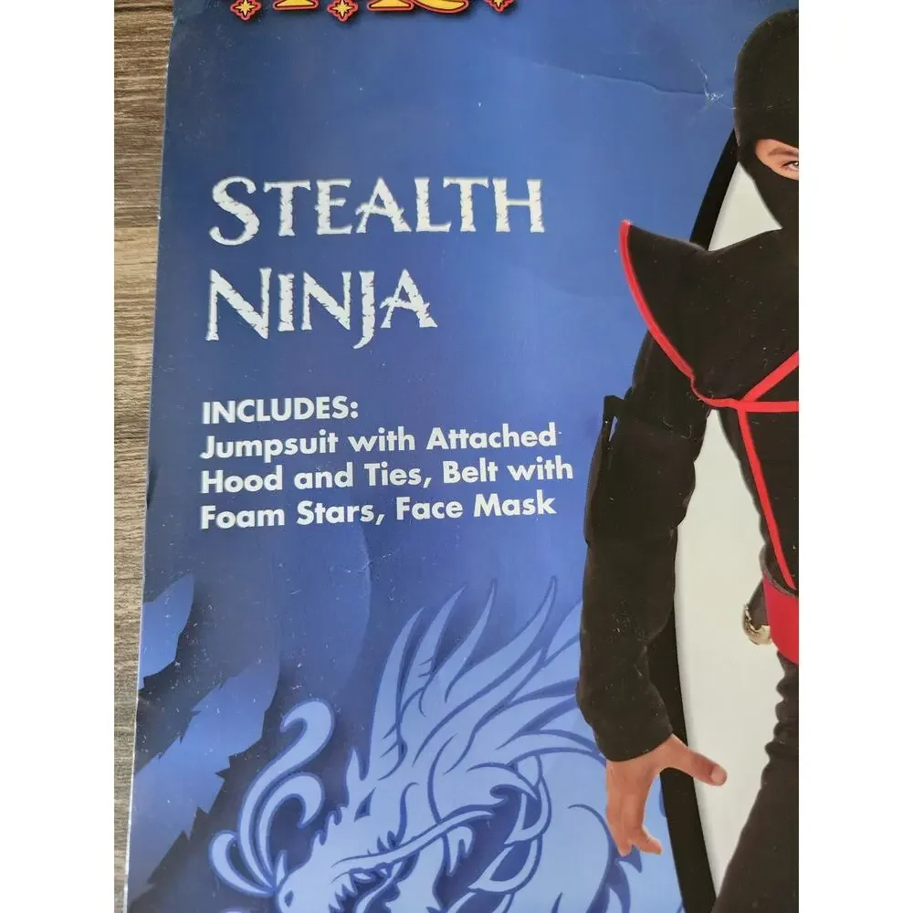 Spirit Halloween Stealth Ninja Warrior Costume Cosplay Jumpsuit Childs M 8-10